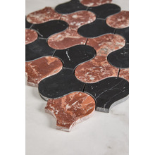 Toru Tuscan Red & Black Marble Mosaic Tile